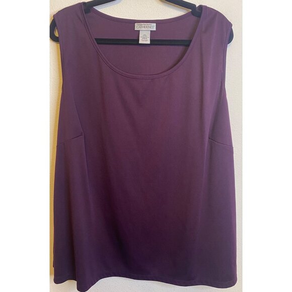 Maggie Barnes Tunic Plum Purple Silver Metallic Shimmer Plus 2X 2 LAYERED TOP - Picture 3 of 6